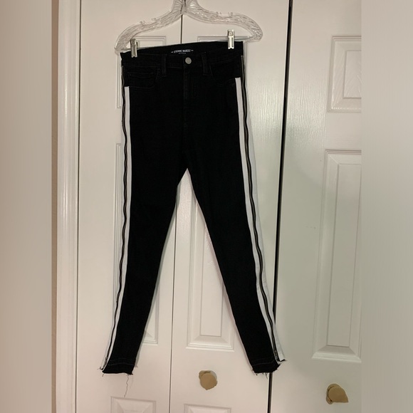 Etienne Marcel Jeans, 27 Black Denim Skinny Side Stripe with Zippers, Mid Rise - Picture 7 of 12
